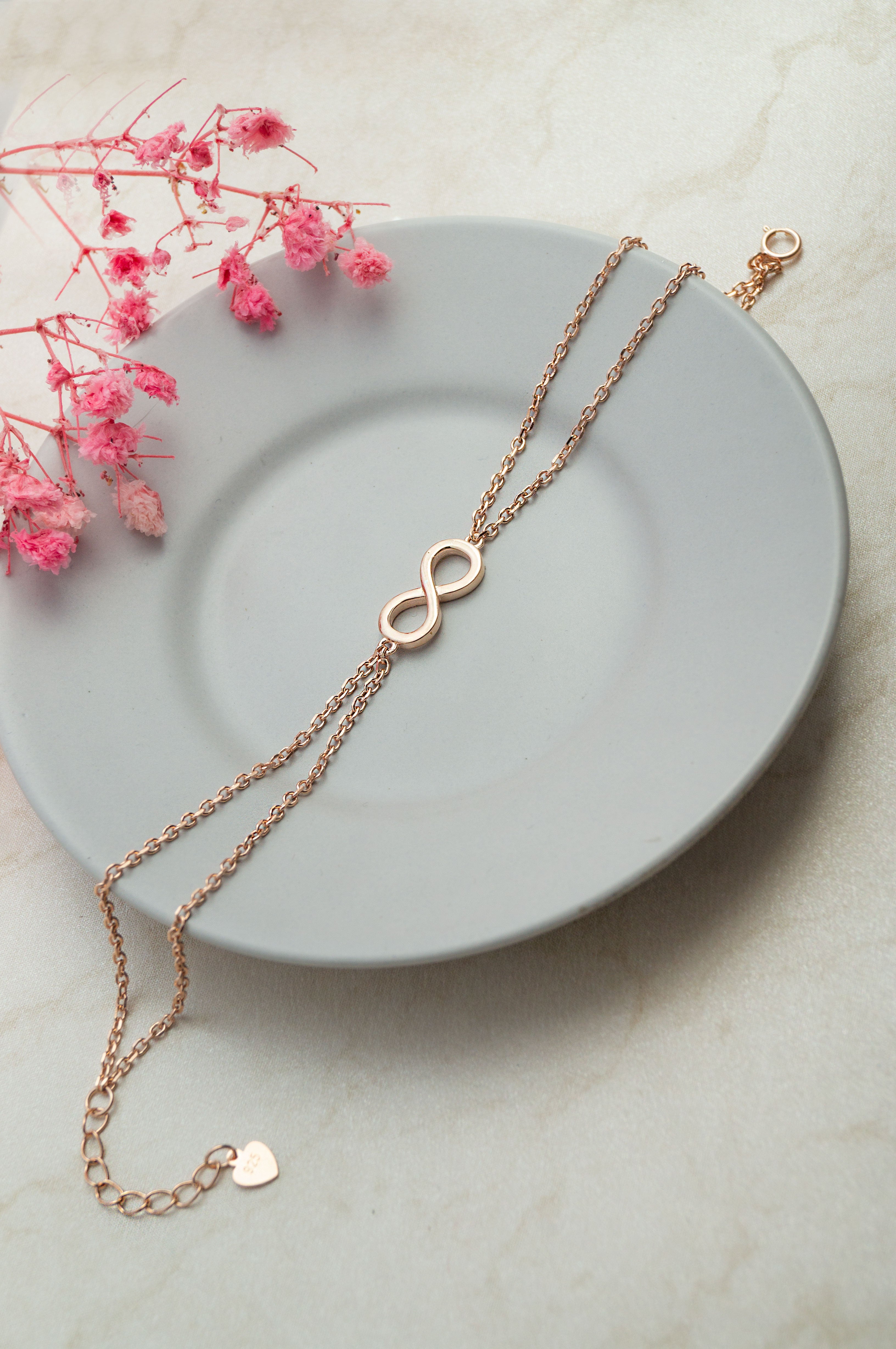 Infinity Connection Rose Gold Plated Sterling Silver Chain