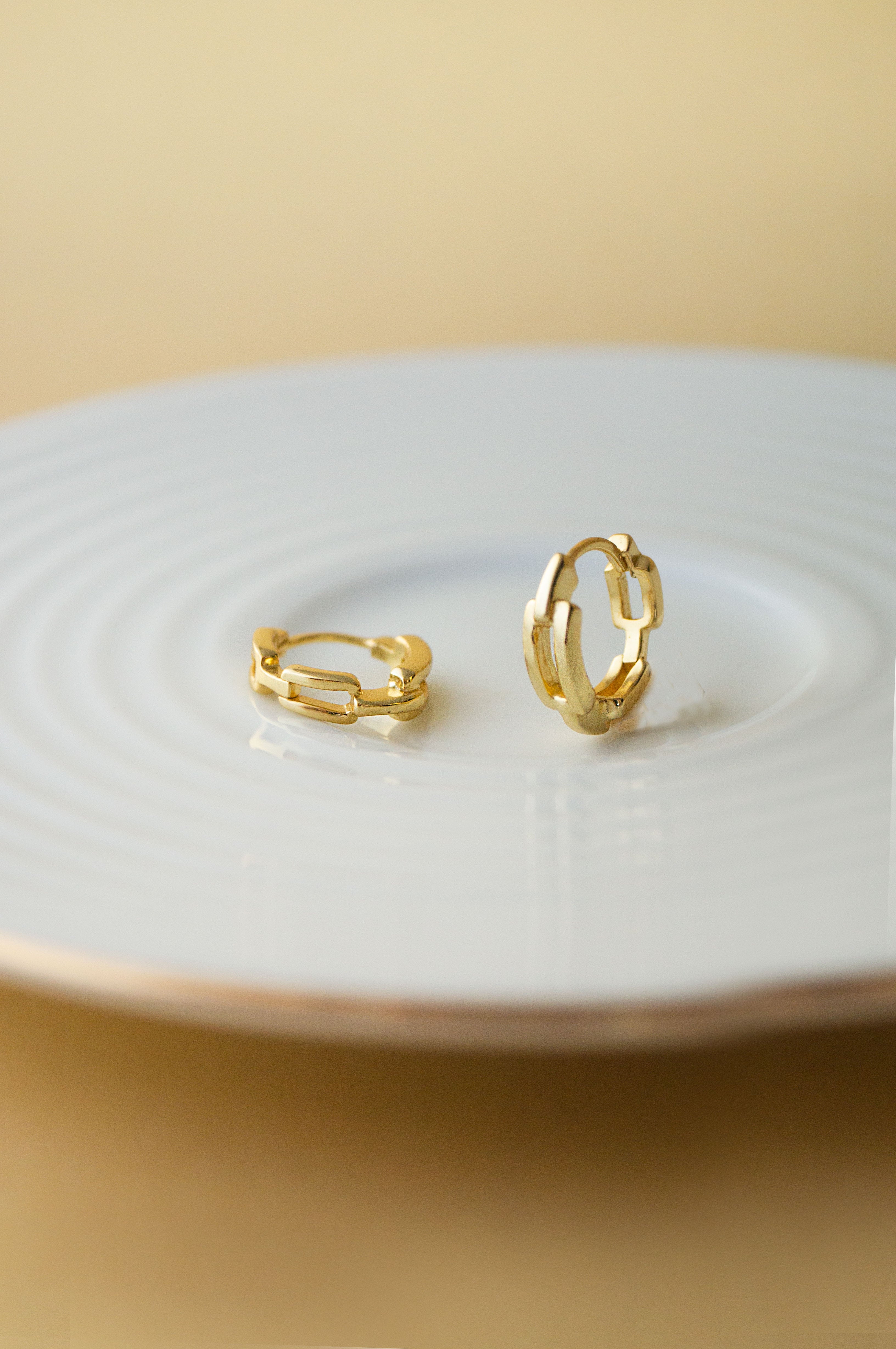 Rose Interlinked Front And Back Gold Plated Sterling Silver Hoop Earrings