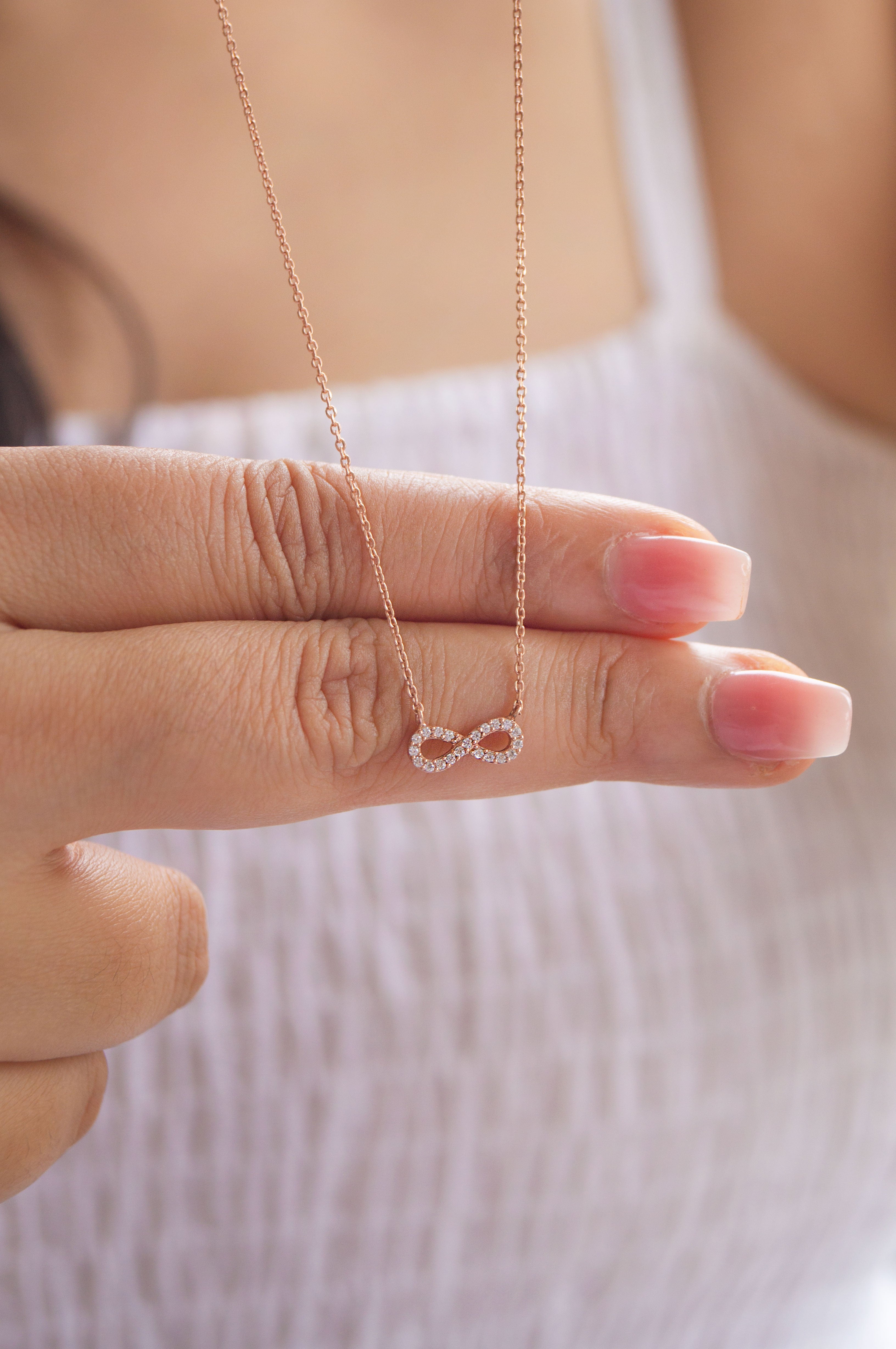 Pretty Tiny Infinity Rose Gold Plated Sterling Silver Chain