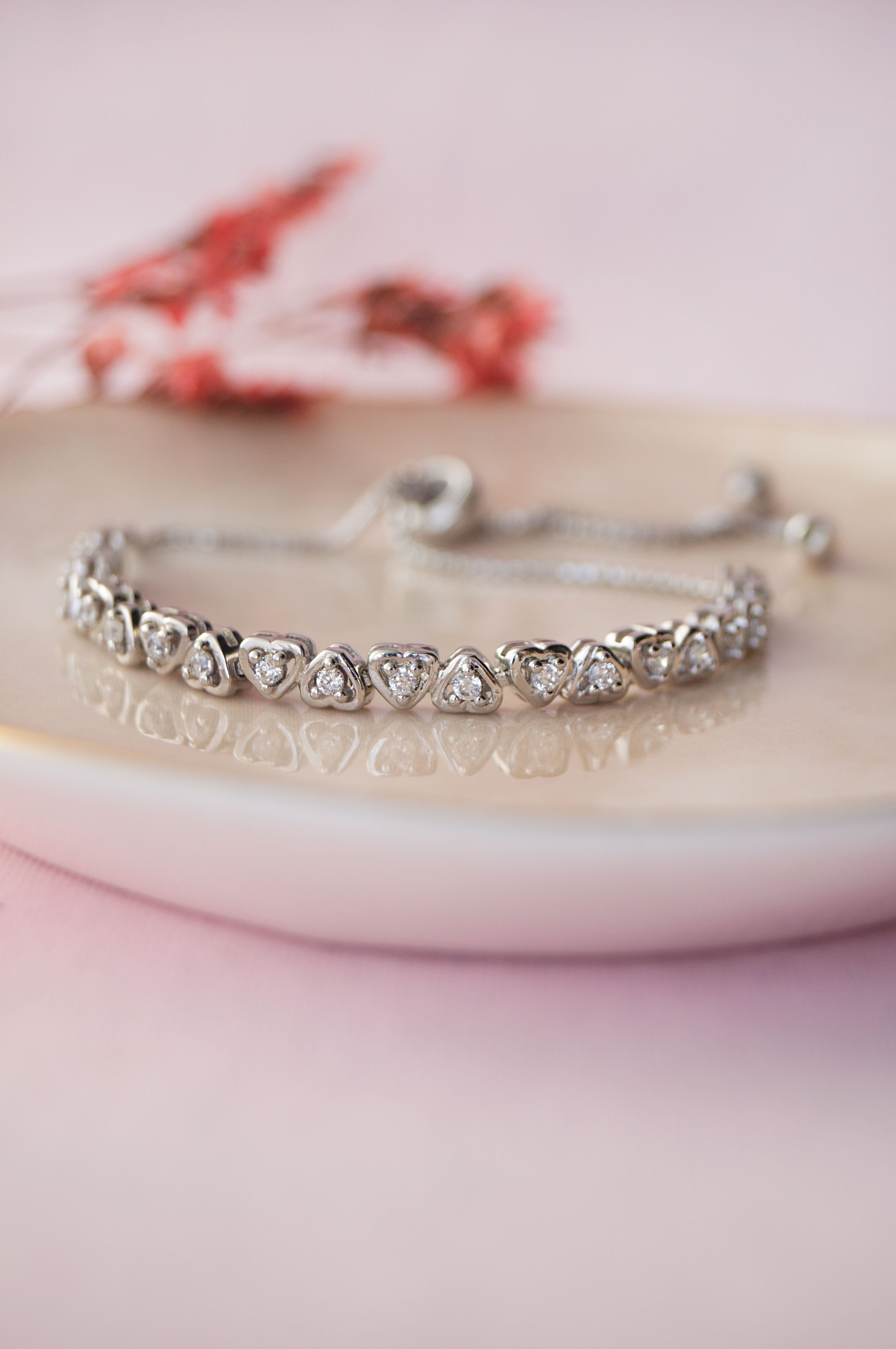 Buy Dancing Hearts Sterling Silver Pull Chain Adjustable Bracelet