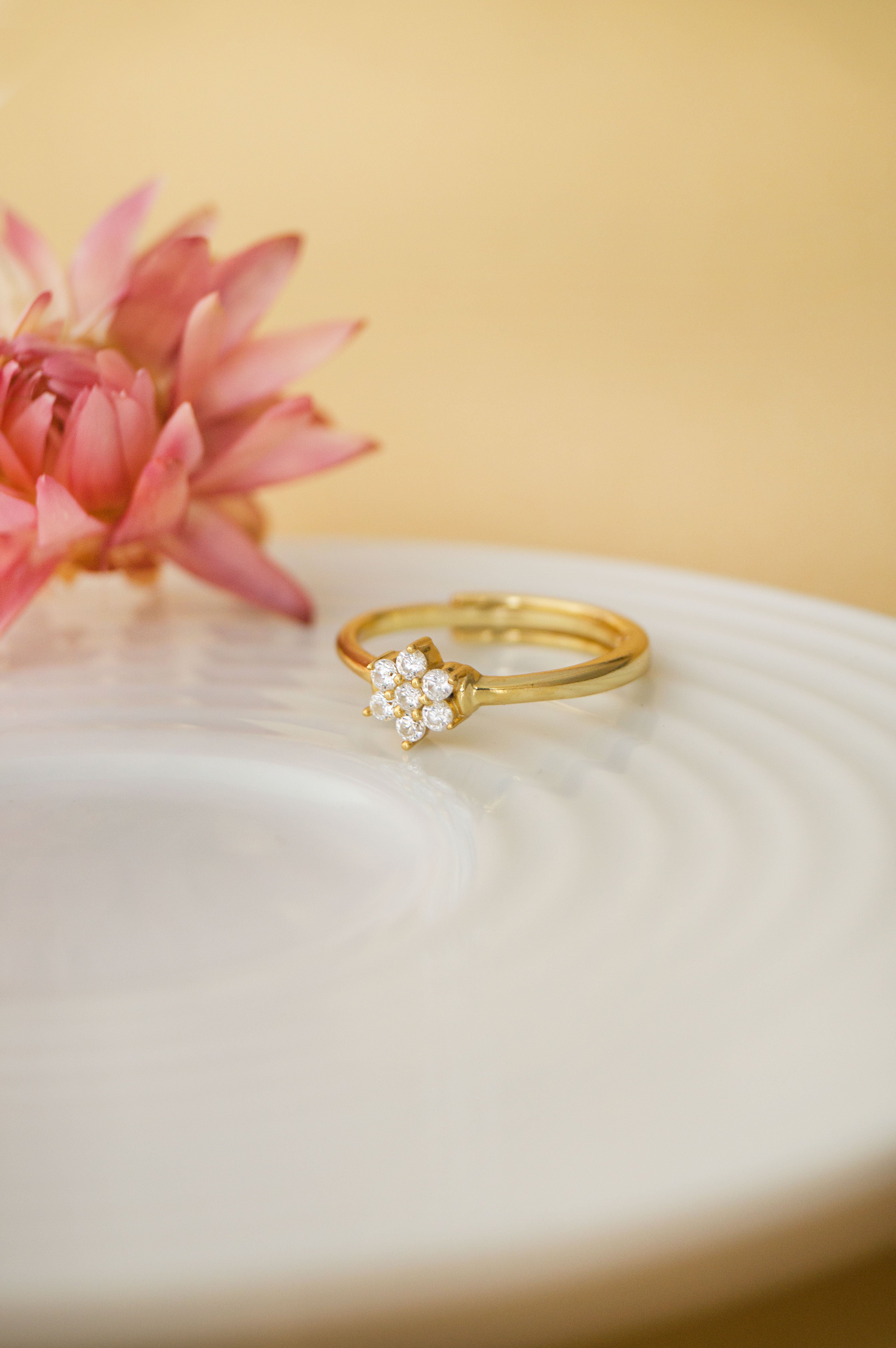 Buy Happy Bloom Gold Plated Sterling Silver Adjustable Ring by