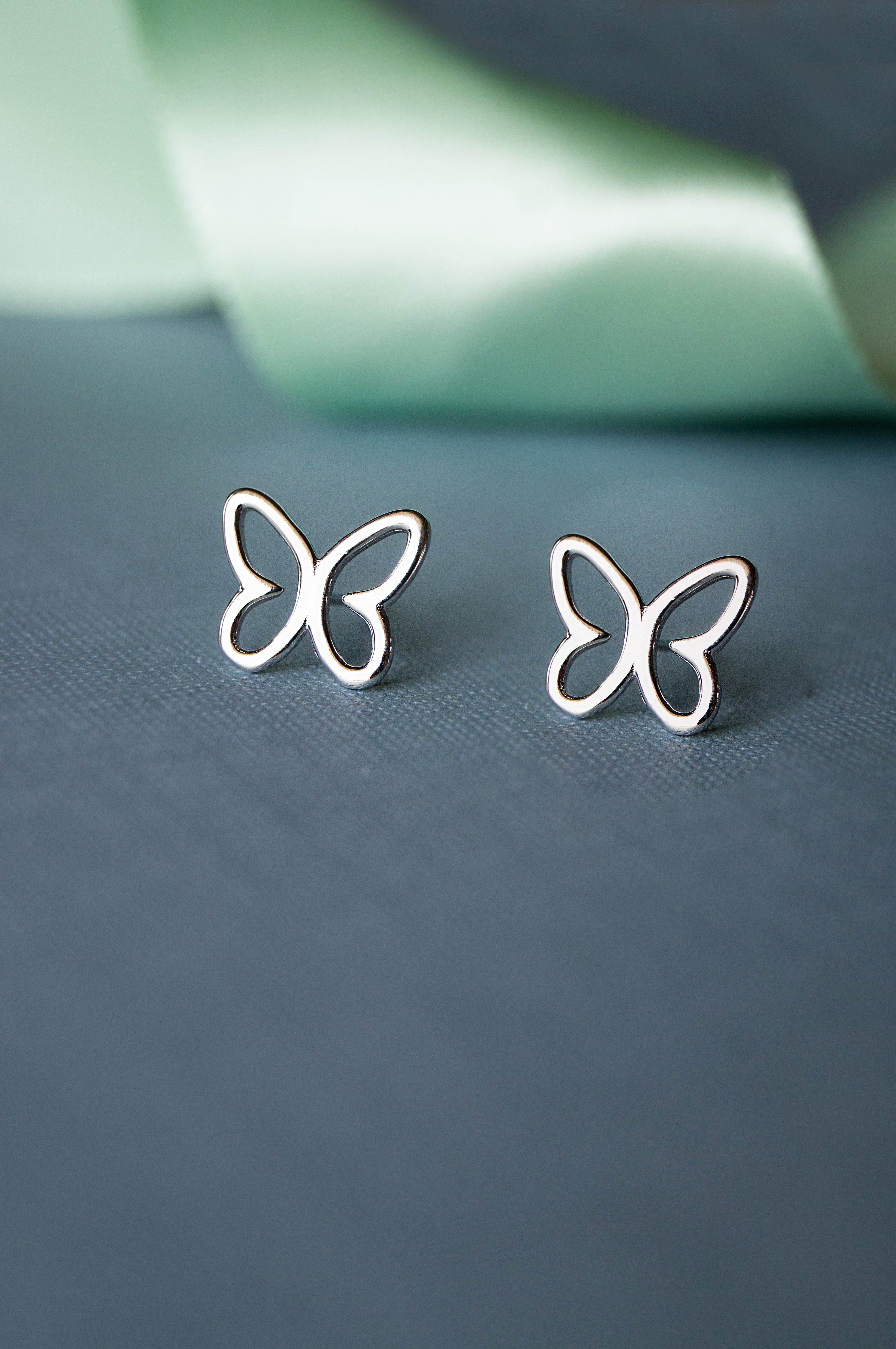 Buy Halo Butterfly Sterling Silver Mini Stud Earrings by Mannash Jewellery