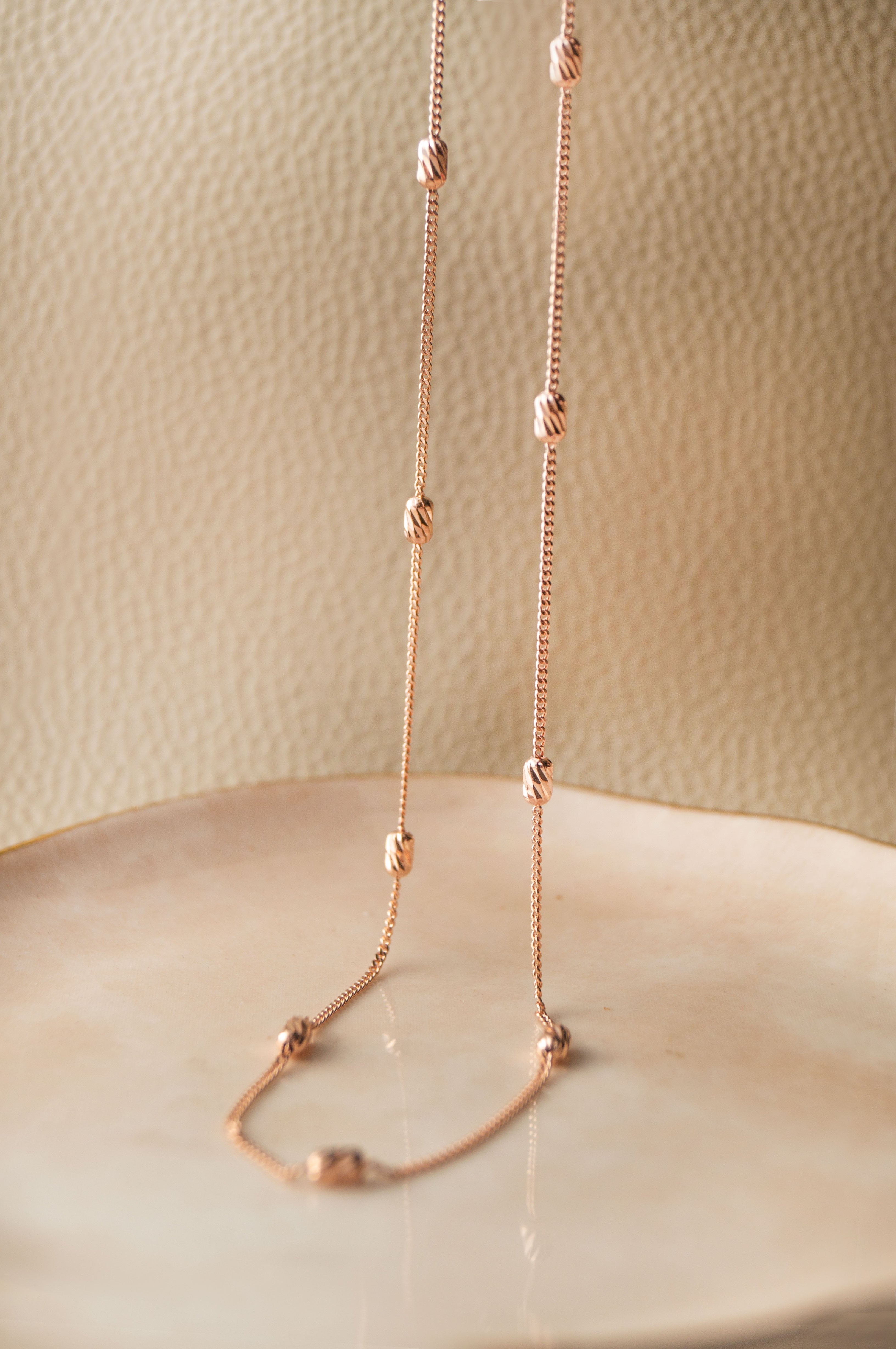 Dazzling Beads Rose Gold Plated Sterling Silver Chain 925 Silver