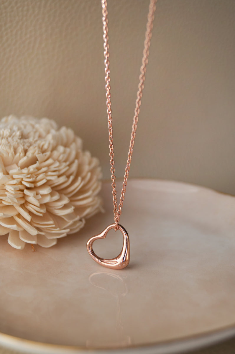 Buy Slip On Heart Rose Gold Plated Sterling Silver Pendant Chain Necklace by Mannash Jewellery