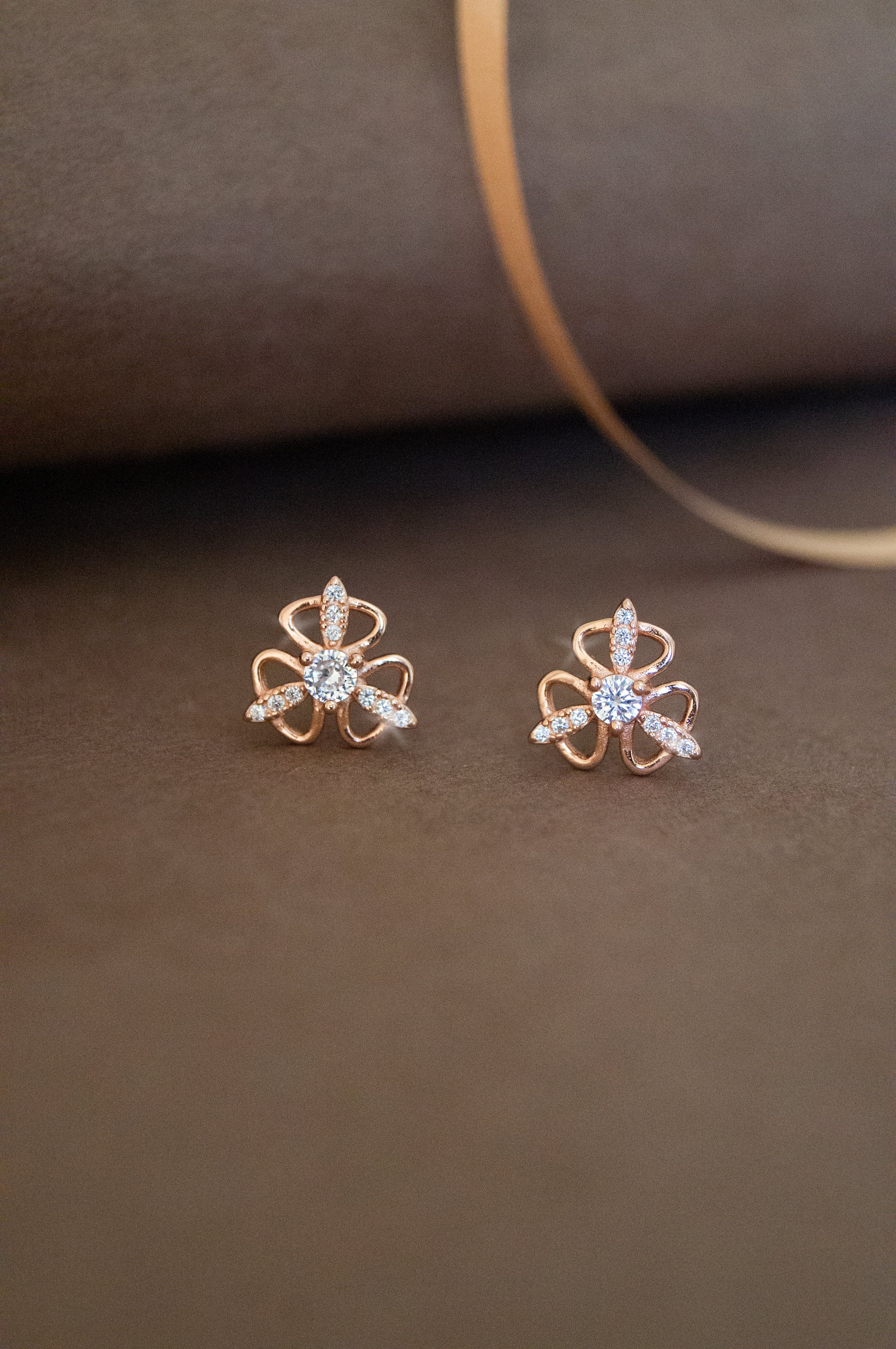 Real rose gold stud earrings deals