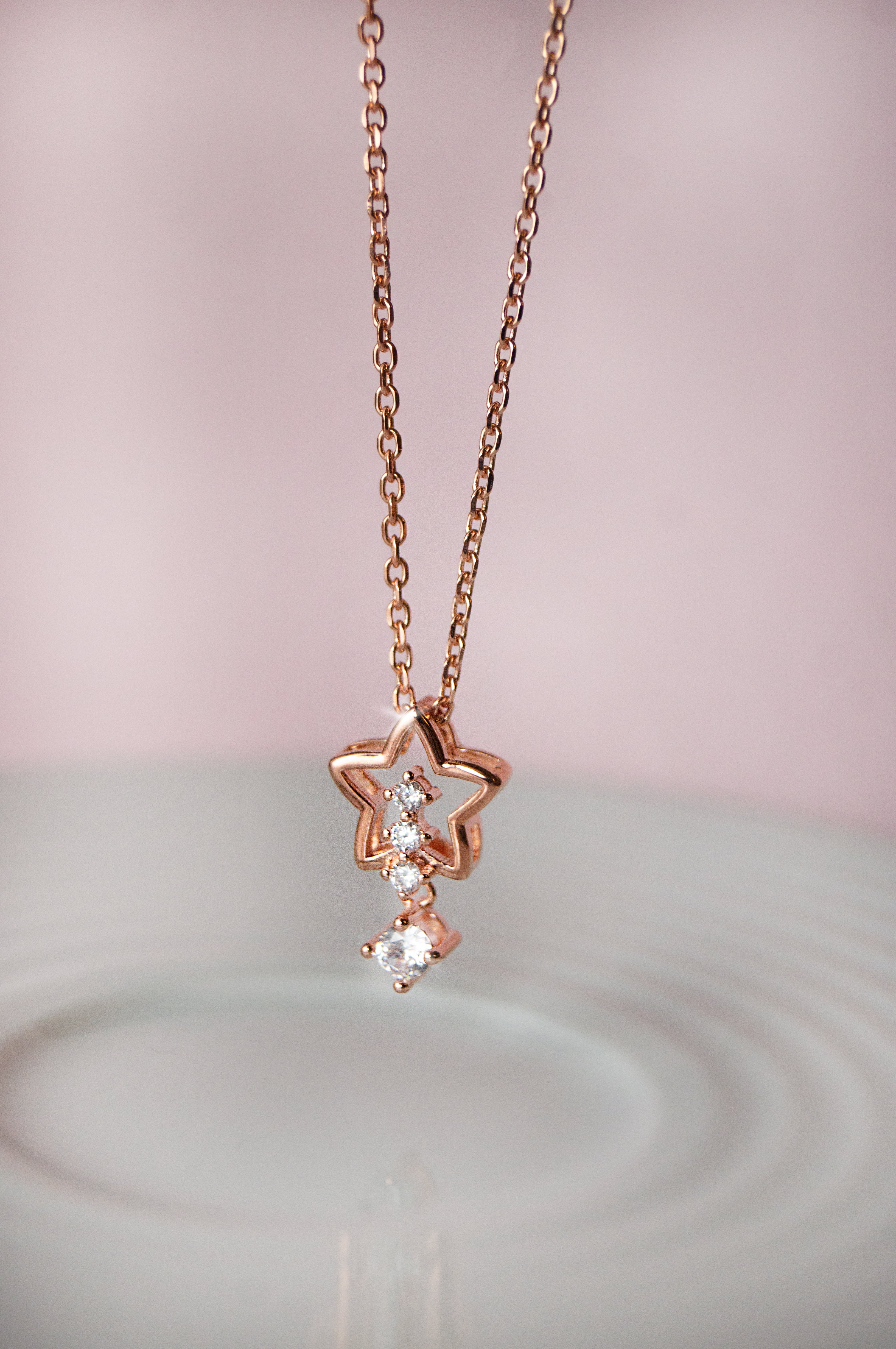 Buy Tail Star Sparkly Rose Gold Plated Sterling Silver Pendant With Chain  Necklace by Mannash™ Jewellery