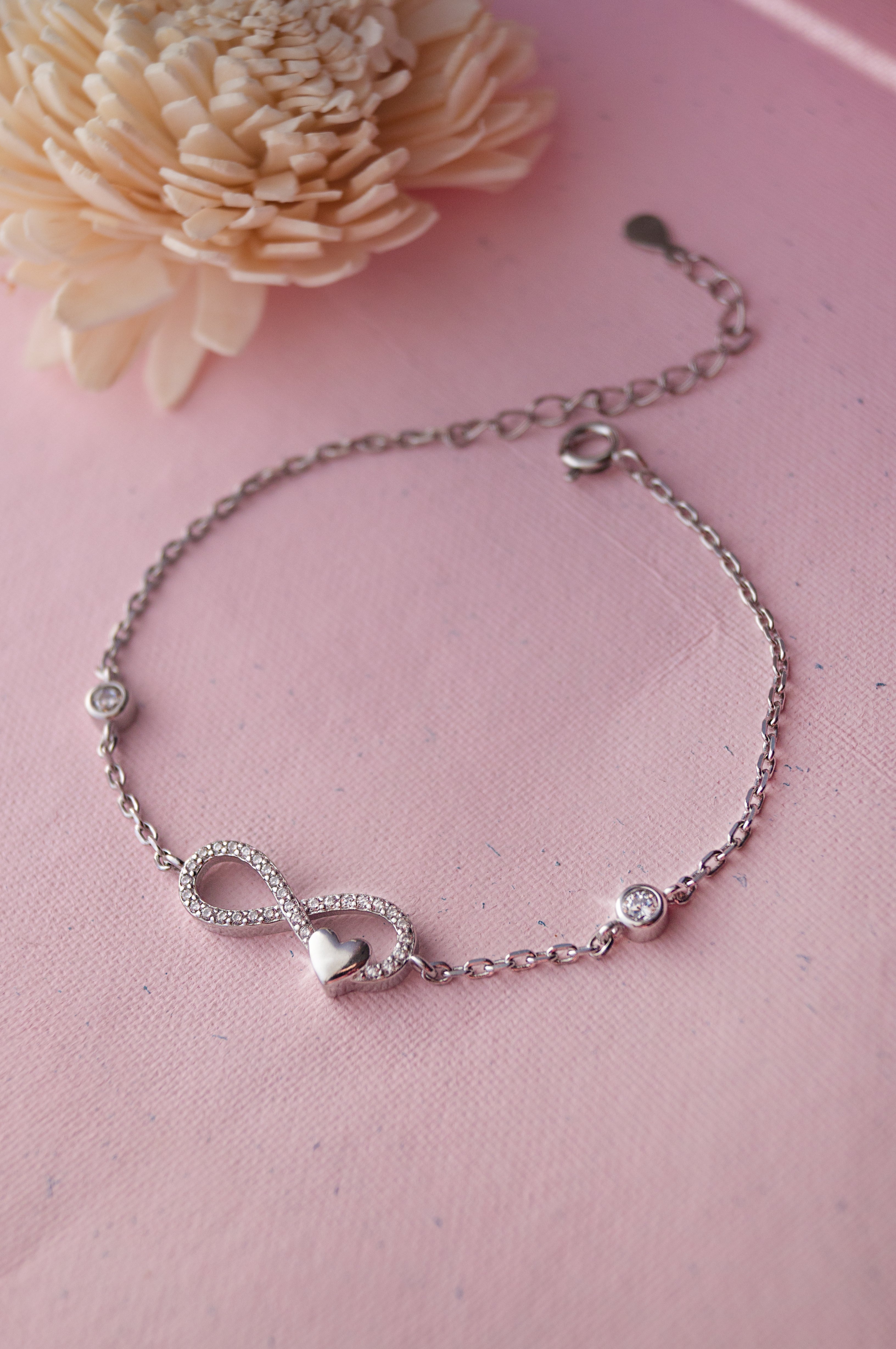 Heartly Infinity Sterling Silver Chain Bracelet 925 Silver