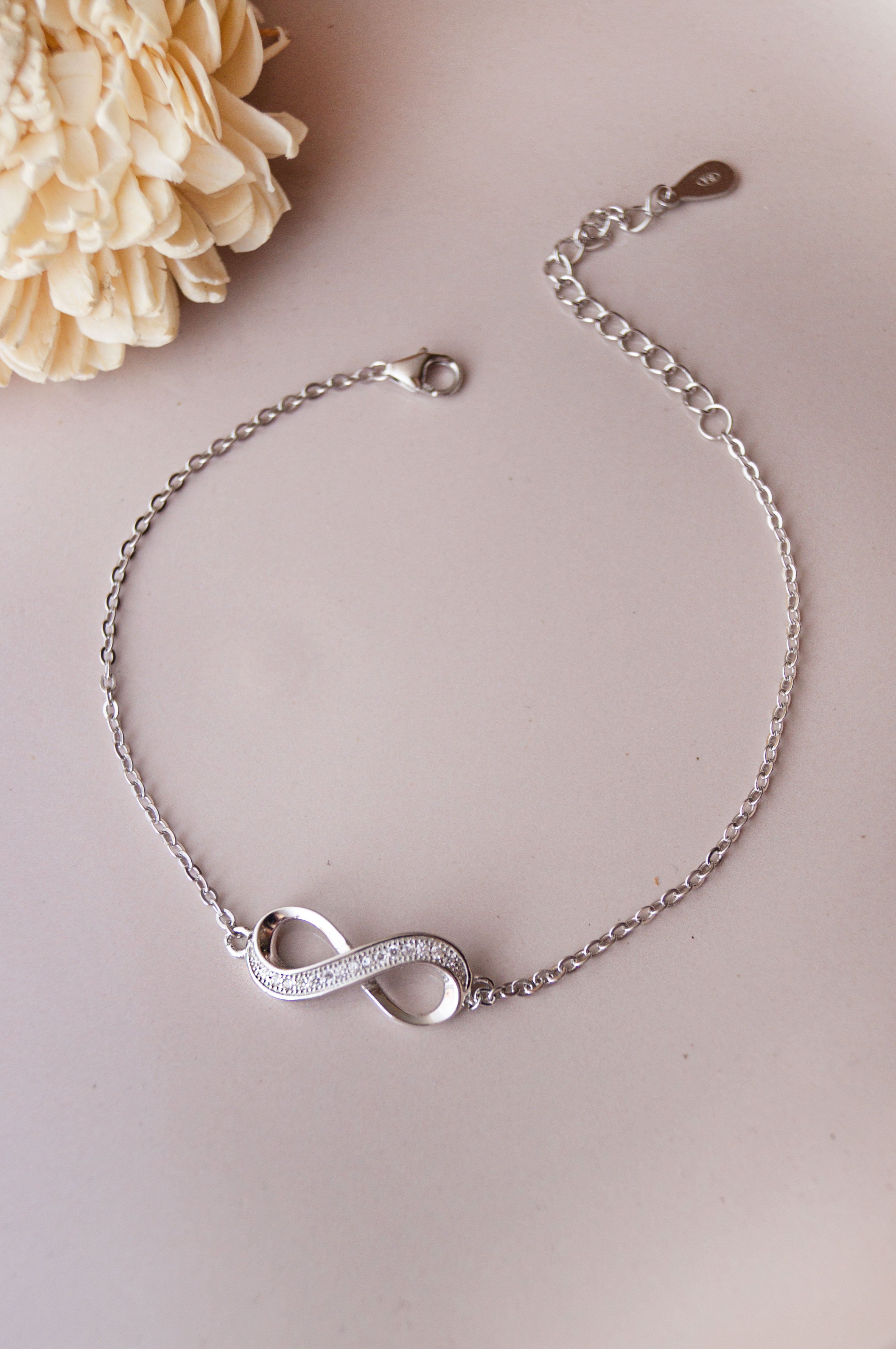 Pretty Infinity Sterling Silver Chain Bracelet, Silver / 6 inches adjustable upto 8 inches