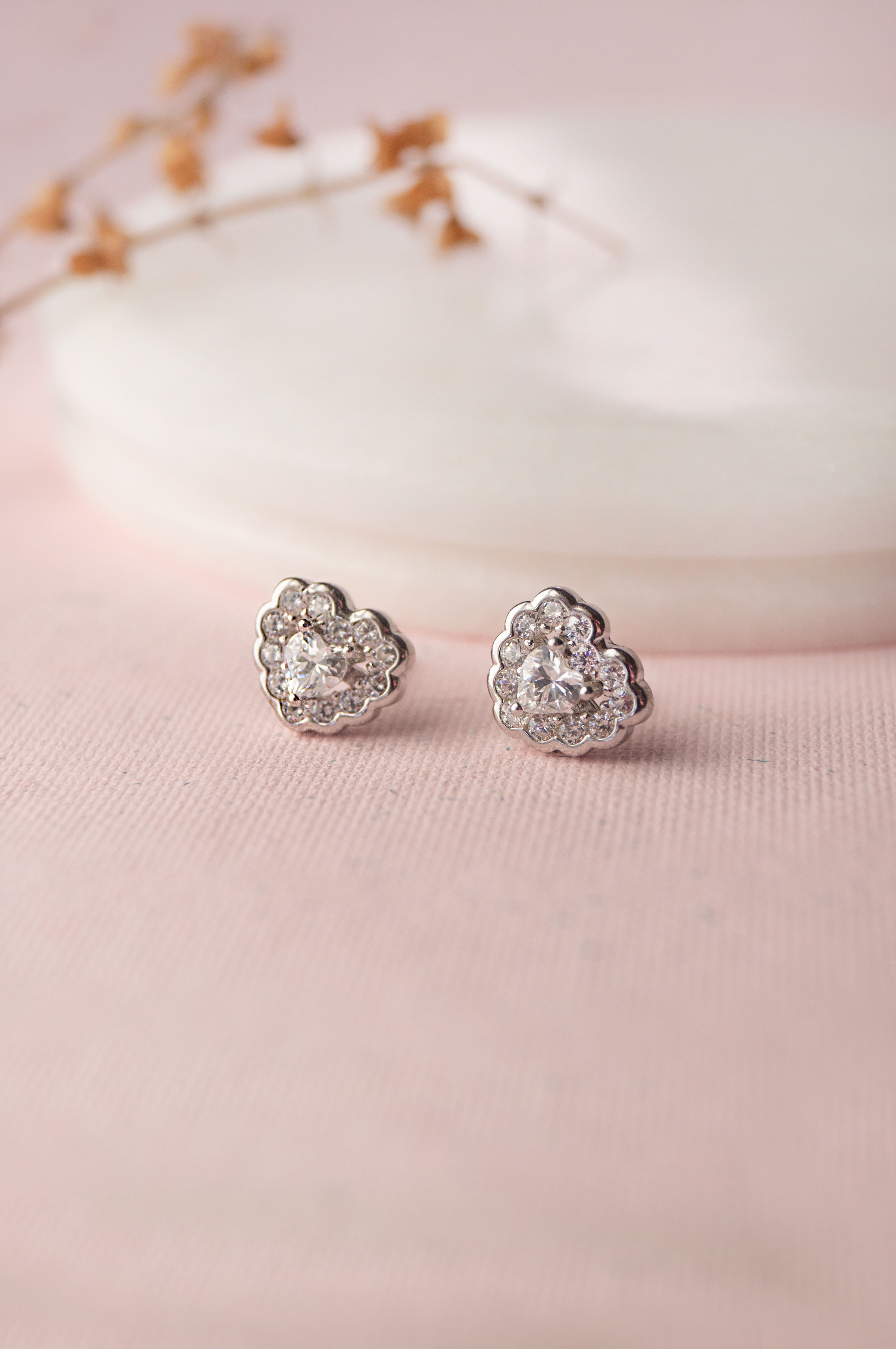 Fun And Frill Heart Sterling Silver Stud Earrings 925 Silver