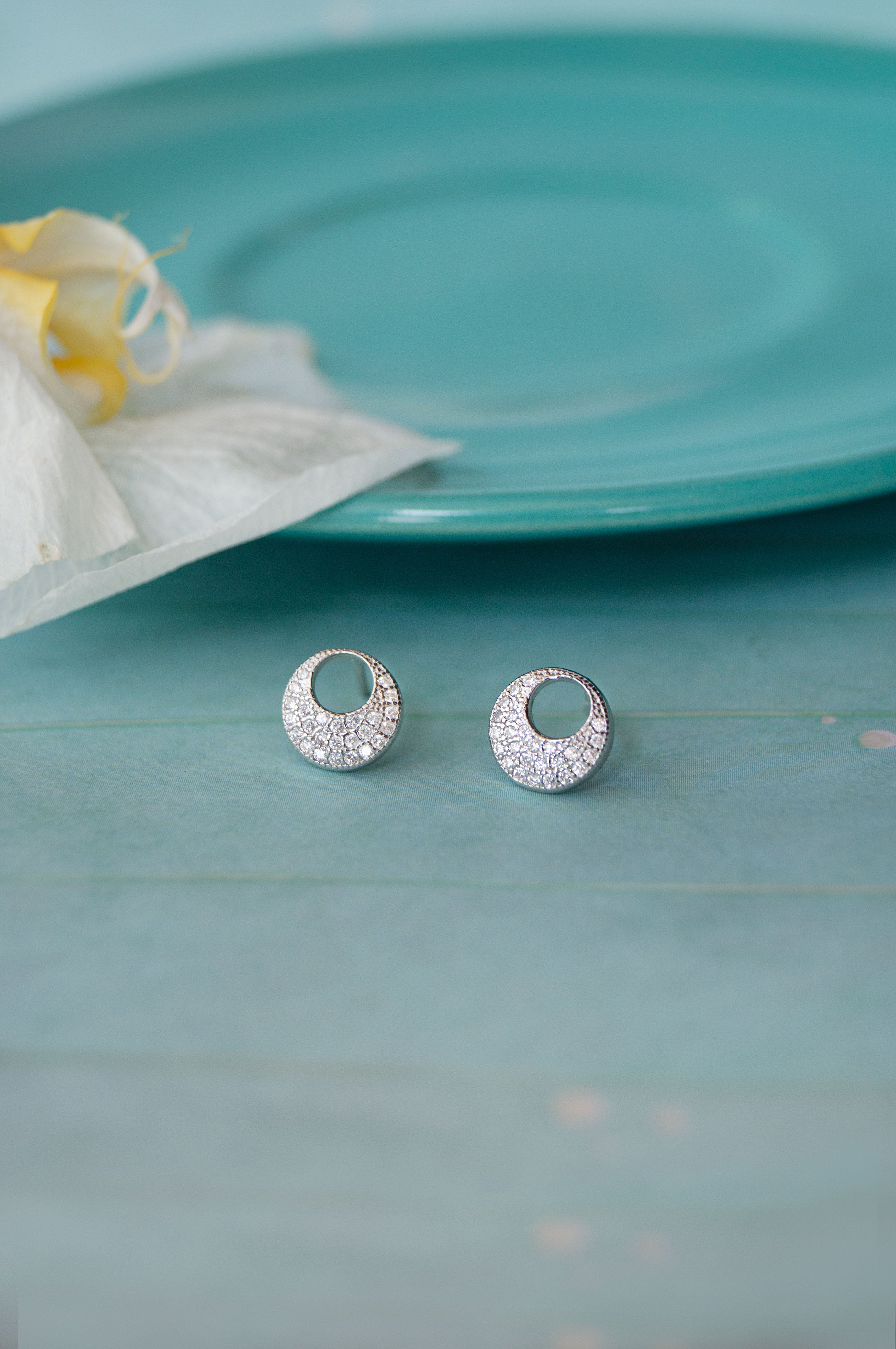 Buy Little Circle Aura Sterling Silver Stud Earrings by Mannash Jewellery