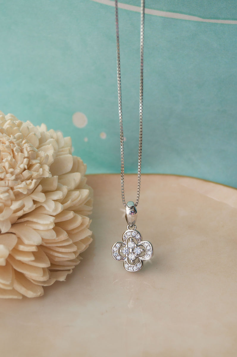 Buy Lucky Clove Flower Sterling Silver Pendant by Mannash™ Jewellery
