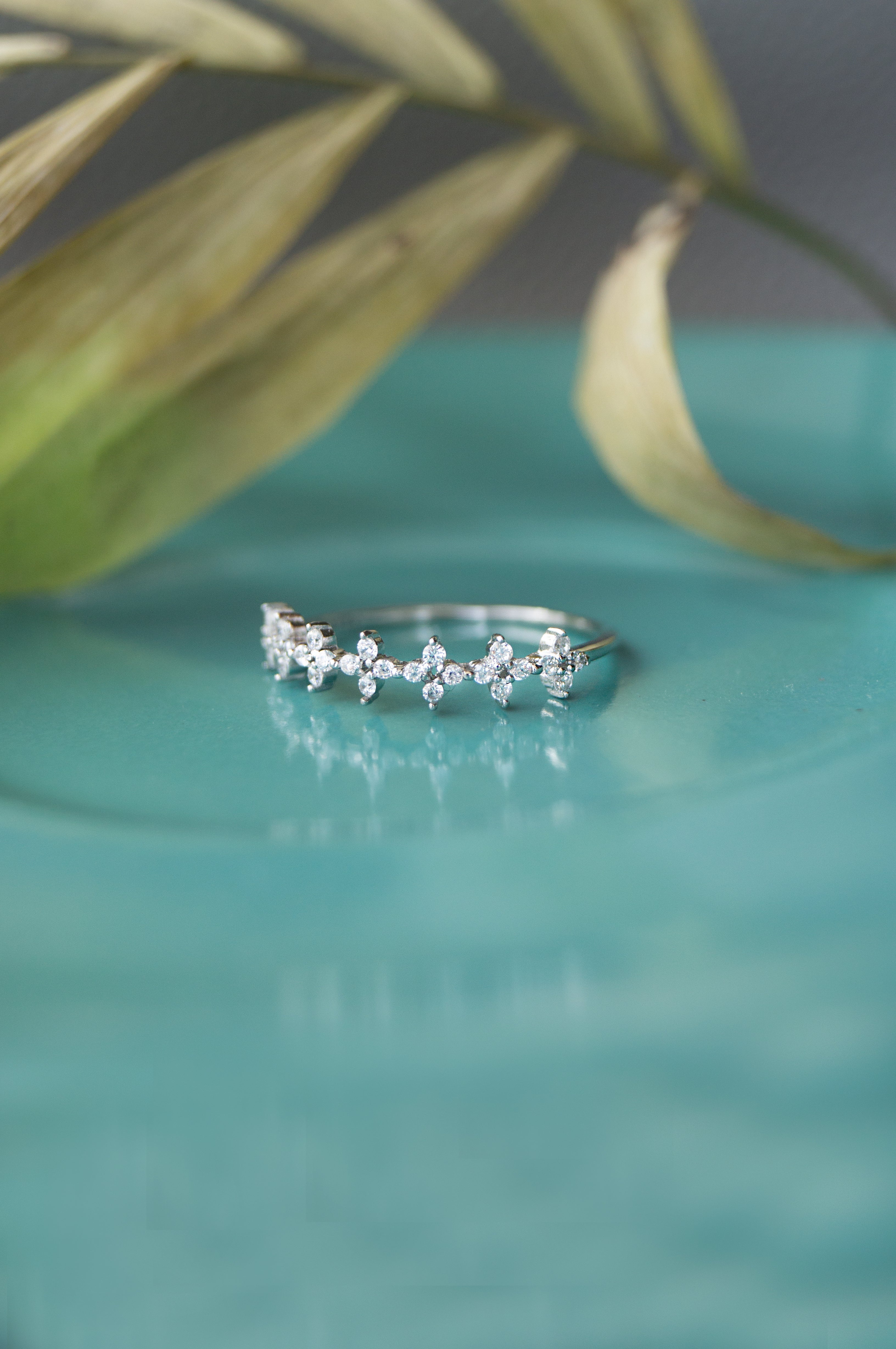 Sterling silver shop flower band ring