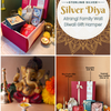 Auspicious Pooja 925 Sterling Silver Diya Stand Diwali Gift Hamper