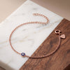 Elegant Evil Eye Rose Gold Plated Sterling Silver Bracelet