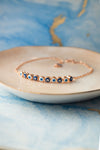Chic Two Way Evil Eye Rose Gold Plated Sterling Silver Chain Bracelet