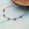 Stationed Protection Evil Eye Rose Gold Plated Sterling Silver Chain Bracelet