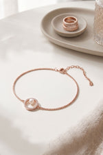Harmony Pearl Rose Gold Plated Sterling Silver Chain Bracelet