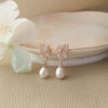 Magnificient Pearl Rose Gold Plated Sterling Silver Drop Earrings