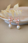 Eternal Bloom Pearl Drop Rose Gold Plated Sterling Silver Earrings