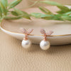 Petal & Pearl Drop Rose Gold Plated Sterling Silver Earrings