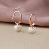 Pretty Pearl Slip On Rose Gold Plated Sterling Silver Drop Earrings