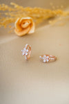 Pearly Flower Bloom Rose Gold Plated Sterling Silver Hoop Earrings