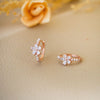 Pearly Flower Bloom Rose Gold Plated Sterling Silver Hoop Earrings