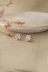 Solitaire Cluster Rose Gold Plated Sterling Silver Stud Earrings
