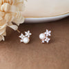 Pearly Flower Garland Rose Gold Plated Sterling Silver Stud Earrings