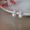 Tiny Pearly Crown Rose Gold Plated Sterling Silver Stud Earrings