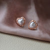 Heart Pearl Rose Gold Plated Sterling Silver Stud Earrings