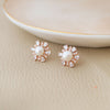 Floral Whispers Pearl Rose Gold Plated Sterling Silver Stud Earrings