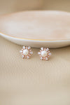 Floral Whispers Pearl Rose Gold Plated Sterling Silver Stud Earrings