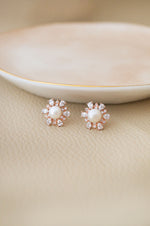 Floral Whispers Pearl Rose Gold Plated Sterling Silver Stud Earrings
