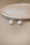 Blinging Star Pearl Rose Gold Plated Sterling Silver Stud Earrings