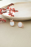 Butterfly On Mother Of Pearl Rose Gold Plated Sterling Silver Stud Earrings