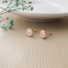 Tiny Mother Of Pearl Circlet Rose Gold Plated Sterling Silver Stud Earrings