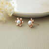 Pearl In A Flower Rose Gold Plated Sterling Silver Stud Earrings