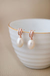 Stylish Loopy Pearl Rose Gold Plated Sterling Silver Drop Earrings
