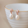 Stylish Loopy Pearl Rose Gold Plated Sterling Silver Drop Earrings