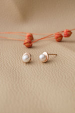 Charming Pearl Rose Gold Plated Sterling Silver Stud Earrings