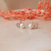 Stylish Leaf Pearl Rose Gold Plated Sterling Silver Stud Earrings