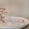 Snow Flake Rose Gold Plated Sterling Silver Pendant Set