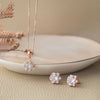 Solitaire Cluster Rose Gold Plated Sterling Silver Pendant Set