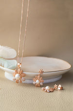 Alluring Pearl Rose Gold Plated Sterling Silver Pendant Set
