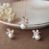 Butterfly On A Pearl Rose Gold Plated Sterling Silver Pendant Set