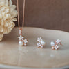 Pearly Flower Garland Rose Gold Plated Sterling Silver Pendant Set