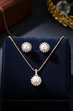 Timeless Pearl Rose Gold Plated Sterling Silver Pendant Set
