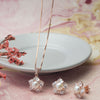 Blooming Pearl Flower Rose Gold Plated Sterling Silver Pendant Set