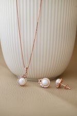 Blinging Star Pearl Rose Gold Plated Sterling Silver Pendant Set
